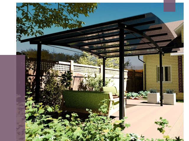 Навесы для террасы в Краснотурьинске от 13557 руб. под ключ | ПРОЛЁТ-Кту