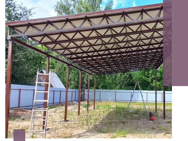 Односкатные навесы под ключ в Краснотурьинске — изготовление и монтаж