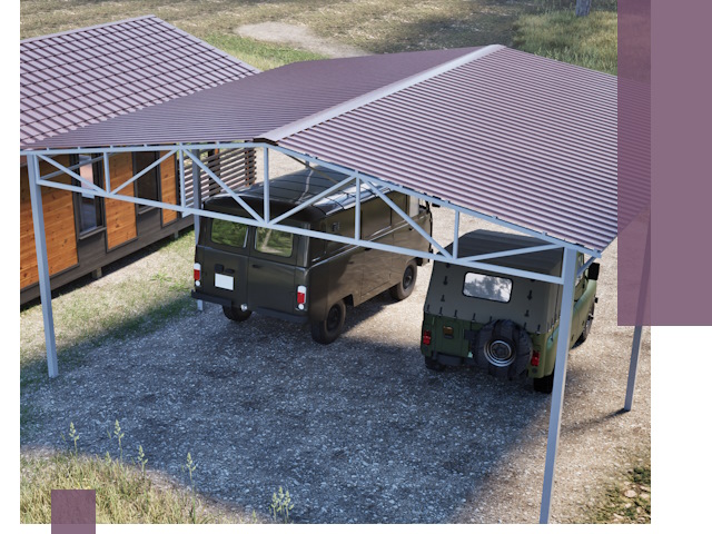 Двускатные навесы под ключ в Краснотурьинске — изготовление и монтаж